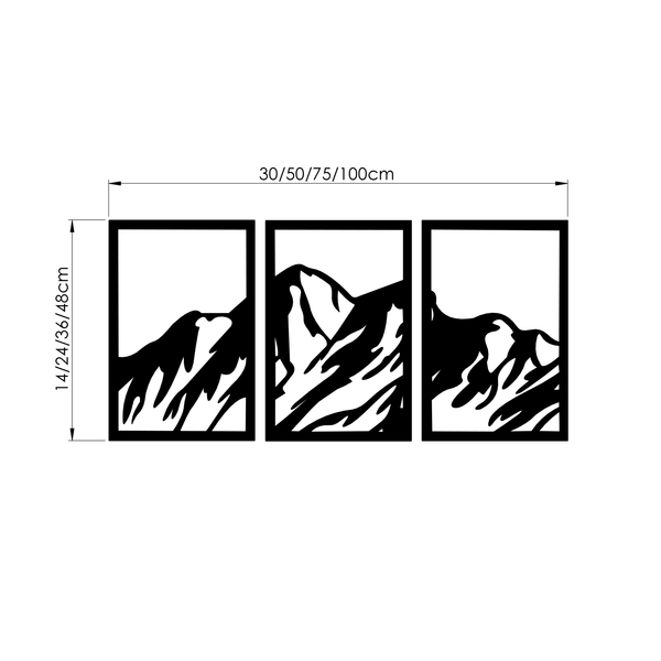 Dimensions de la décoration murale Triptyque montagne