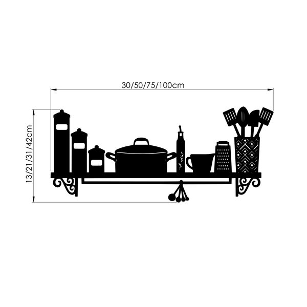 Dimensions de la décoration murale Ustensiles de cuisine