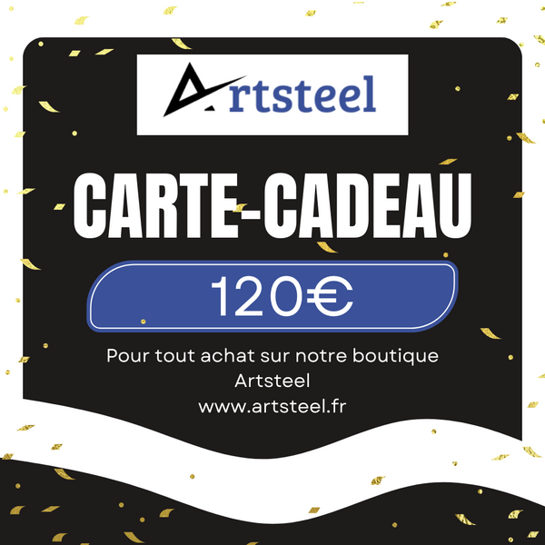 Carte cadeau Artsteel d'un montant de 120€ pour offrir une décoration murale à vos proches