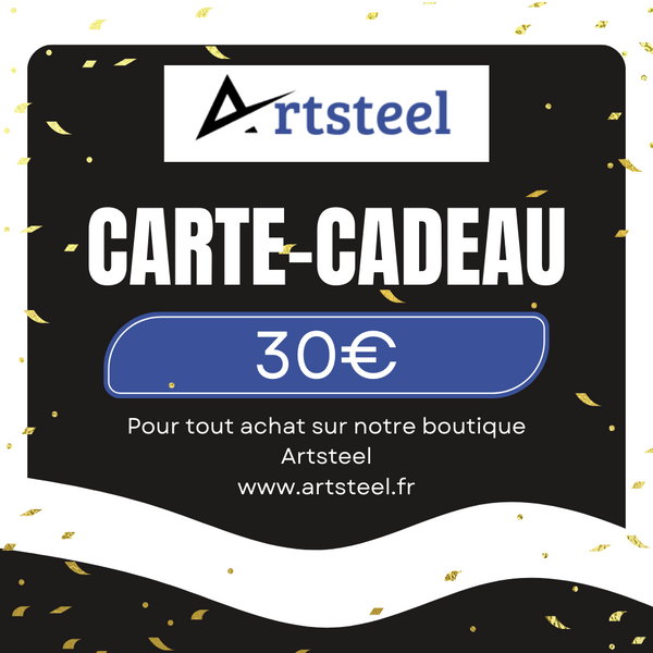 Carte cadeau Artsteel d'un montant de 30€ pour offrir une décoration murale à vos proches